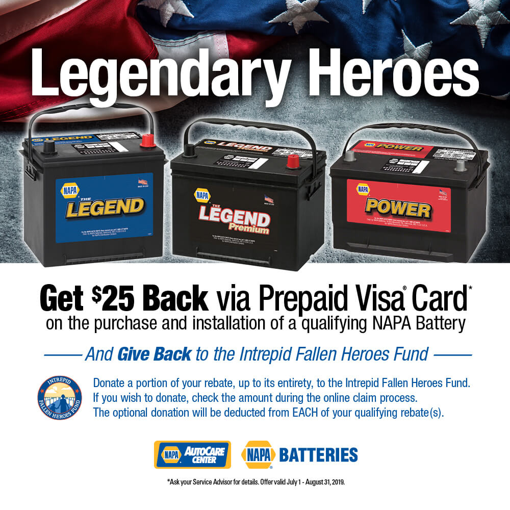 Get $25 Back on the purchase and installation of a qualifying NAPA Battery